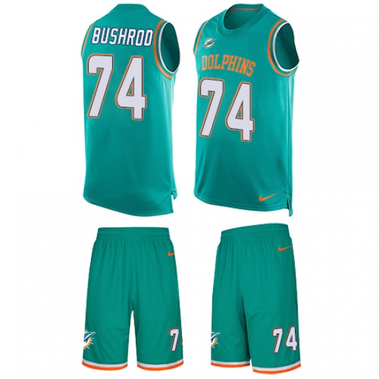 Men's Nike Miami Dolphins #74 Jermon Bushrod Limited Aqua Green Tank Top Suit NFL Jersey - Ujersey