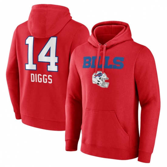 Men's Buffalo Bills #14 Stefon Diggs Red Team Wordmark Player Name & Number Pullover Hoodie - Ujersey NHL