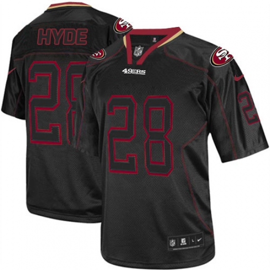 Men's Nike San Francisco 49ers #28 Carlos Hyde Elite Lights Out Black NFL Jersey - Ujersey