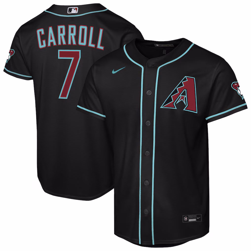 Youth Arizona Diamondbacks Corbin Carroll Nike Black Alternate Stadium Jersey - Ujersey