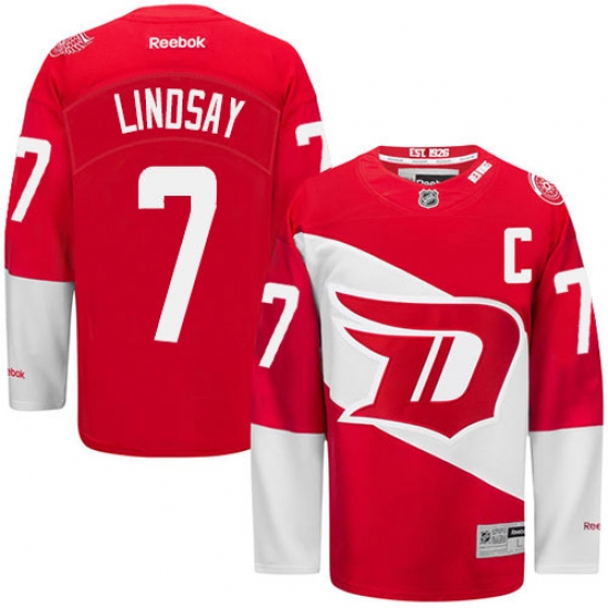 Men's Reebok Detroit Red Wings #7 Ted Lindsay Premier Red 2016 Stadium Series NHL Jersey - Ujersey