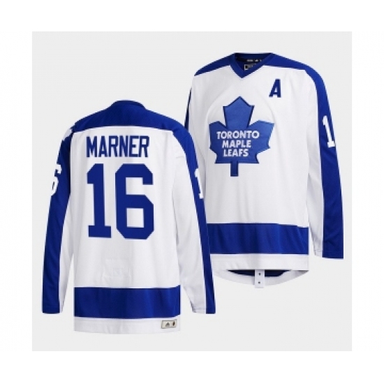 Men's Toronto Maple Leafs #16 Mitchell Marner White Classics Primary Logo Stitched Jersey