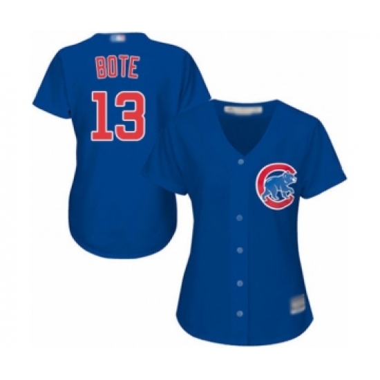 Women's Chicago Cubs #13 David Bote Authentic Royal Blue Alternate Cool Base Baseball Player Jersey - Ujersey