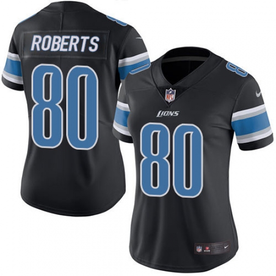 Women's Nike Detroit Lions #80 Michael Roberts Limited Black Rush Vapor Untouchable NFL Jersey - Ujersey