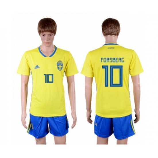 Sweden #10 Forsberg Home Soccer Country Jersey