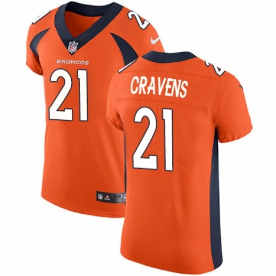 Men's Nike Denver Broncos #21 Su'a Cravens Orange Team Color Vapor Untouchable Elite Player NFL Jersey - Ujersey