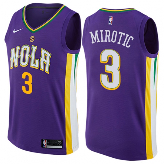 Men's Nike New Orleans Pelicans #3 Nikola Mirotic Authentic Purple NBA Jersey - City Edition - Ujersey