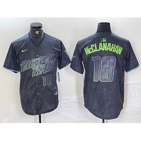Men's Tampa Bay Rays #18 Shane McClanahan Number Charcoal 2024 City Connect Limited Stitched Jersey - Ujersey