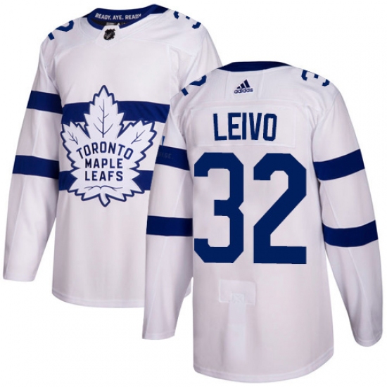 Men's Adidas Toronto Maple Leafs #32 Josh Leivo Authentic White 2018 Stadium Series NHL Jersey - Ujersey