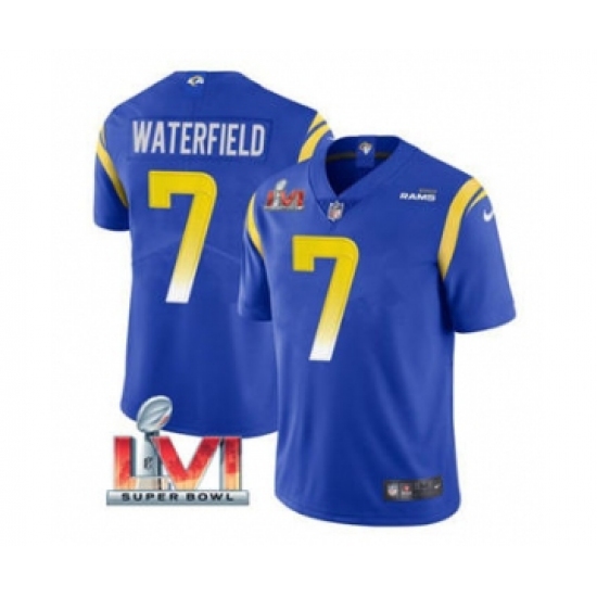 Men's Los Angeles Rams #7 Bob Waterfield Royal 2022 Super Bowl LVI Vapor Limited Stitched Jersey - Ujersey