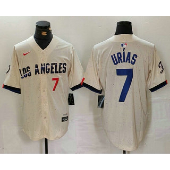 Men's Los Angeles Dodgers #7 Julio Urias Number Cream 2024 City Connect Limited Stitched Jersey - Ujersey
