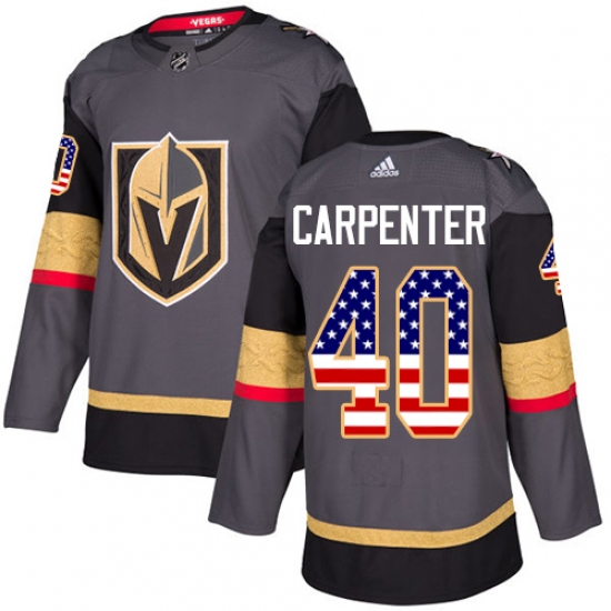 Men's Adidas Vegas Golden Knights #40 Ryan Carpenter Authentic Gray USA Flag Fashion NHL Jersey - Ujersey