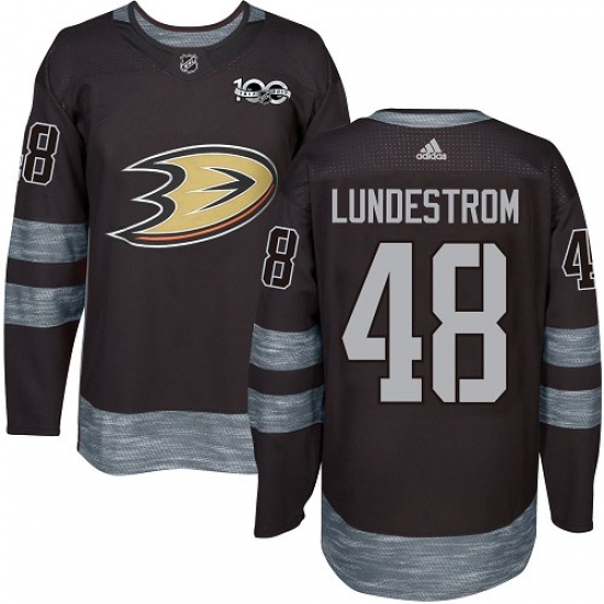 Men's Adidas Anaheim Ducks #48 Isac Lundestrom Authentic Black 1917-2017 100th Anniversary NHL Jersey - Ujersey