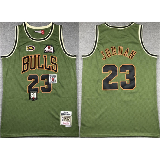 Men's Chicago Bulls #23 Michael Jordan Green 1997-98 Throwback Stitched Basketball Jersey - Ujersey