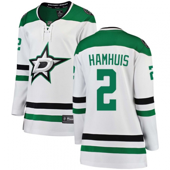 Women's Dallas Stars #2 Dan Hamhuis Authentic White Away Fanatics Branded Breakaway NHL Jersey - Ujersey
