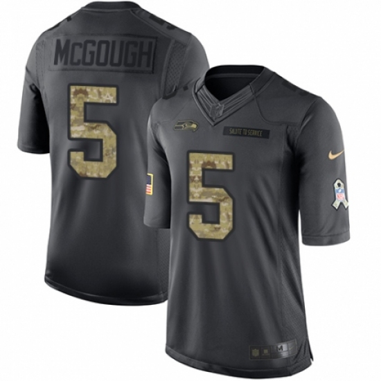 Youth Nike Seattle Seahawks #5 Alex McGough Limited Black 2016 Salute to Service NFL Jersey - Ujersey
