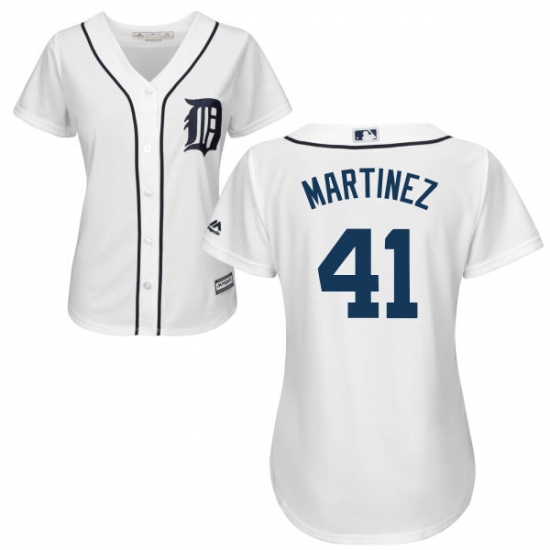 Women's Majestic Detroit Tigers #41 Victor Martinez Authentic White Home Cool Base MLB Jersey - Ujersey