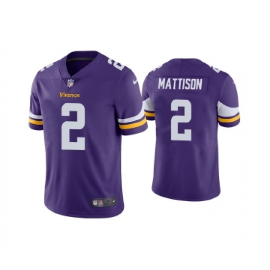 Men's Minnesota Vikings #2 Alexander Mattison Purple Vapor Untouchable Limited Stitched Jersey - Ujersey