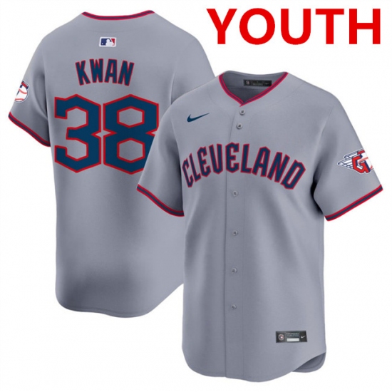 Youth Cleveland Guardians #38 Steven Kwan Gray 2025 Alternate Limited Stitched Baseball Jersey - Ujersey