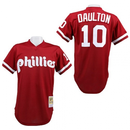 Men's Mitchell and Ness Philadelphia Phillies #10 Darren Daulton Replica Red 1991 Throwback MLB Jersey