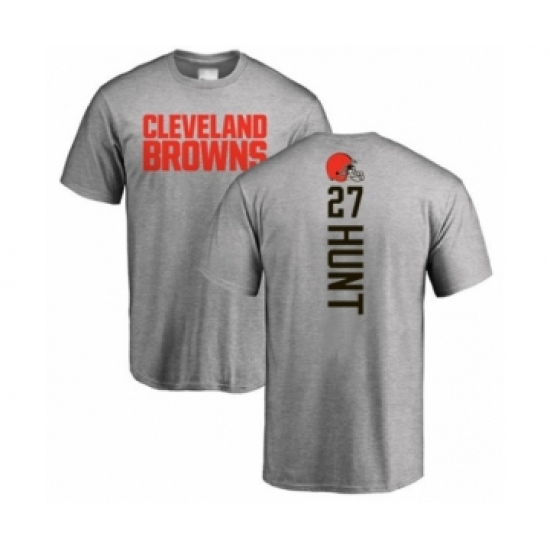 Football Cleveland Browns #27 Kareem Hunt Ash Backer T-Shirt - Ujersey