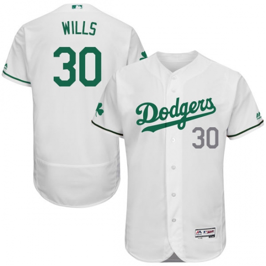 Men's Majestic Los Angeles Dodgers #30 Maury Wills White Celtic Flexbase Authentic Collection MLB Jersey - Ujersey