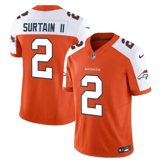 Men's Denver Broncos #2 Pat Surtain II Orange 2024 Draft F.U.S.E. Alternate Vapor Limited Stitched Jersey - Ujersey