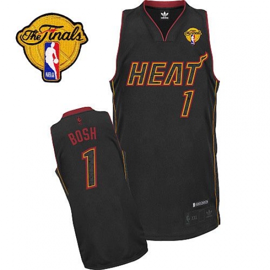Men's Adidas Miami Heat #1 Chris Bosh Authentic Black Carbon Fiber Fashion Finals Patch NBA Jersey - Ujersey