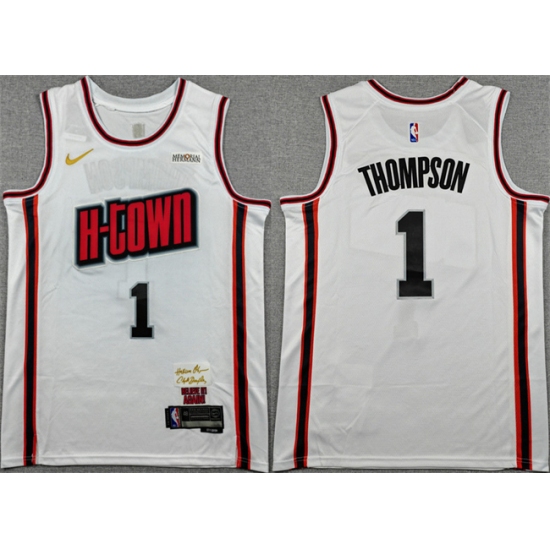 Men's Houston Rockets #1 Amen Thompson White 2024-25 City Edition Stitched Jersey - Ujersey