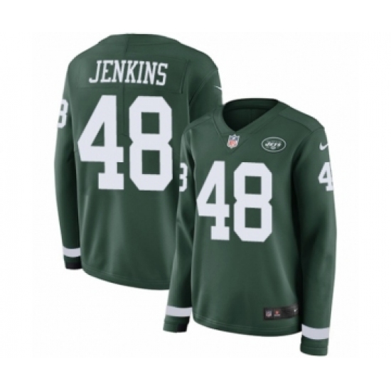 Women's Nike New York Jets #48 Jordan Jenkins Limited Green Therma Long Sleeve NFL Jersey - Ujersey