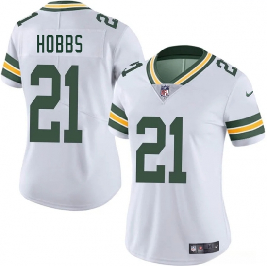 Women's Green Bay Packers #21 Nate Hobbs White 2025 Vapor Untouchable Limited Stitched Jersey - Ujersey