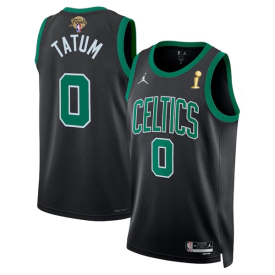 Men's Boston Celtics #0 Jayson Tatum Black 2024 Finals Champions Statement Edition Stitched Baseball Jersey - Ujersey