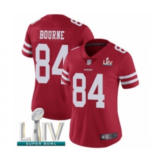 Women's San Francisco 49ers #84 Kendrick Bourne Red Team Color Vapor Untouchable Limited Player Super Bowl LIV Bound Football Jersey - Ujersey