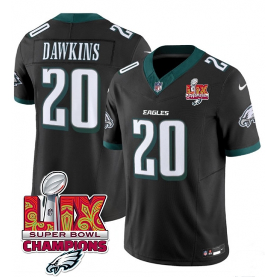 Men's Philadelphia Eagles #20 Brian Dawkins Black 2025 Eagles Logo Super Bowl LIX New F.U.S.E. Vapor Limited Football Stitched Jersey - Ujersey