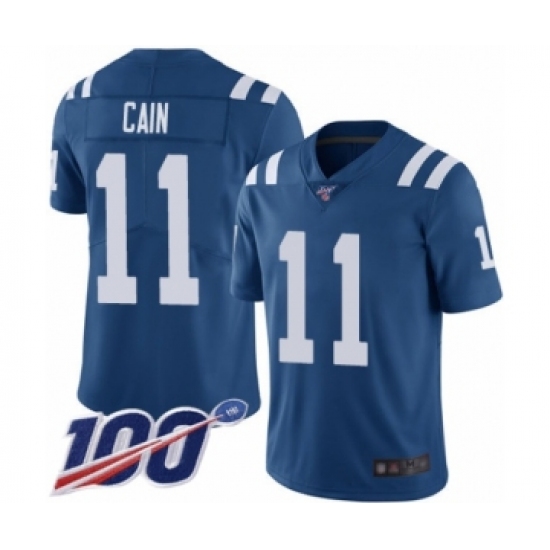 Men's Indianapolis Colts #11 Deon Cain Royal Blue Team Color Vapor Untouchable Limited Player 100th Season Football Jersey - Ujersey