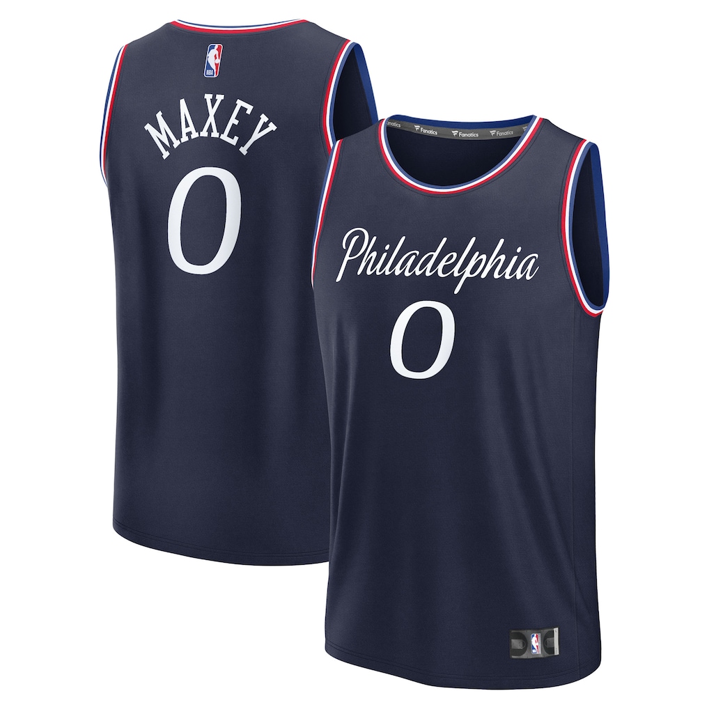 Youth Philadelphia 76ers Tyrese Maxey Fanatics Navy 2025/26 City Edition Fast Break Jersey - ujerseystore