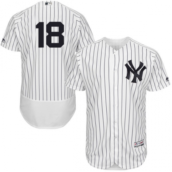 Men's Majestic New York Yankees #18 Didi Gregorius White Home Flex Base Authentic Collection MLB Jersey - Ujersey