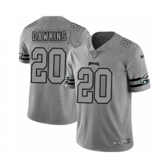 Men's Philadelphia Eagles #20 Brian Dawkins Limited Gray Team Logo Gridiron Football Jersey - Ujersey