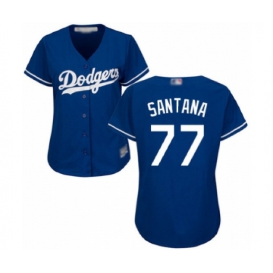 Women's Los Angeles Dodgers #77 Dennis Santana Authentic Royal Blue Alternate Cool Base Baseball Player Jersey - Ujersey