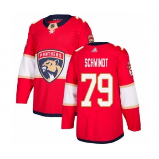 Men's Florida Panthers #79 Cole Schwindt Authentic Red Home Hockey Jersey - Ujersey