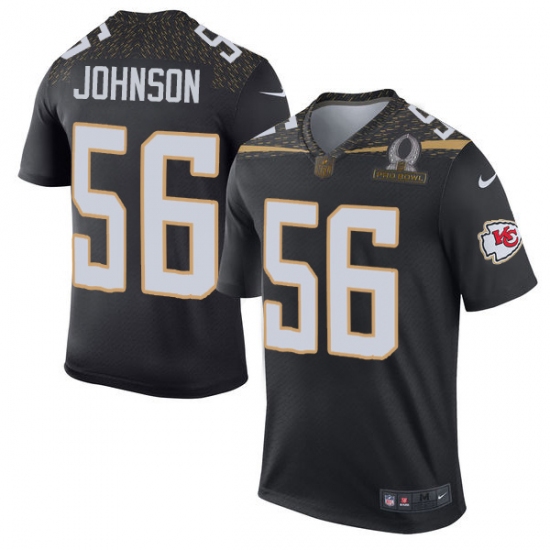 Men's Nike Kansas City Chiefs #56 Derrick Johnson Elite Black Team Irvin 2016 Pro Bowl NFL Jersey - Ujersey