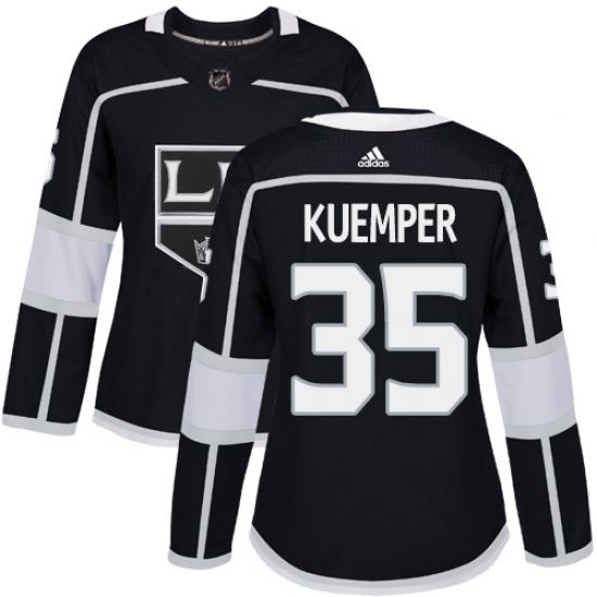 Women's Adidas Los Angeles Kings #35 Darcy Kuemper Authentic Black Home NHL Jersey - Ujersey
