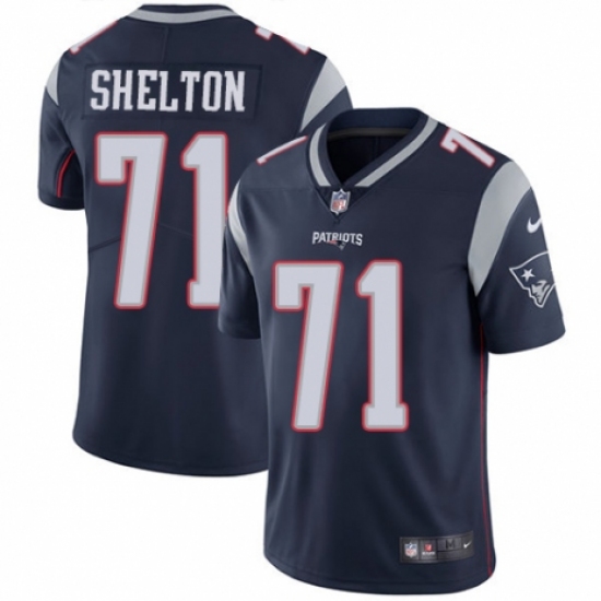 Men's Nike New England Patriots #71 Danny Shelton Navy Blue Team Color Vapor Untouchable Limited Player NFL Jersey - Ujersey