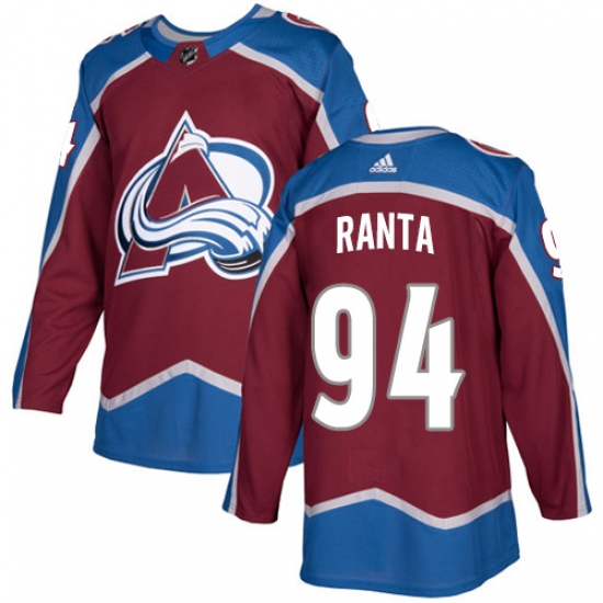 Men's Adidas Colorado Avalanche #94 Sampo Ranta Authentic Burgundy Red Home NHL Jersey - Ujersey
