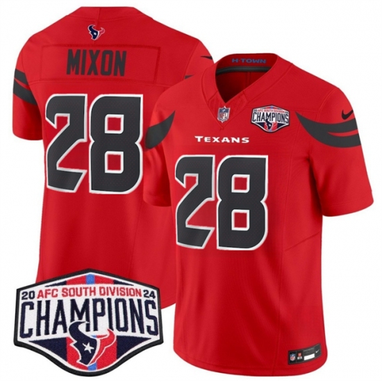 Men's Houston Texans #28 Joe Mixon Red F.U.S.E. 2024 AFC South Division Champions Vapor Limited Stitched Football Jersey - Ujersey