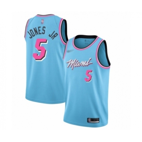 Men's Miami Heat #5 Derrick Jones Jr Swingman Blue Basketball Jersey - 2019-20 City Edition - Ujersey