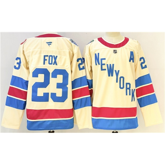 Men's New York Rangers #23 Adam Fox Beige 2025-26 Winter Classic With A Stitched Hockey Jersey - Ujersey