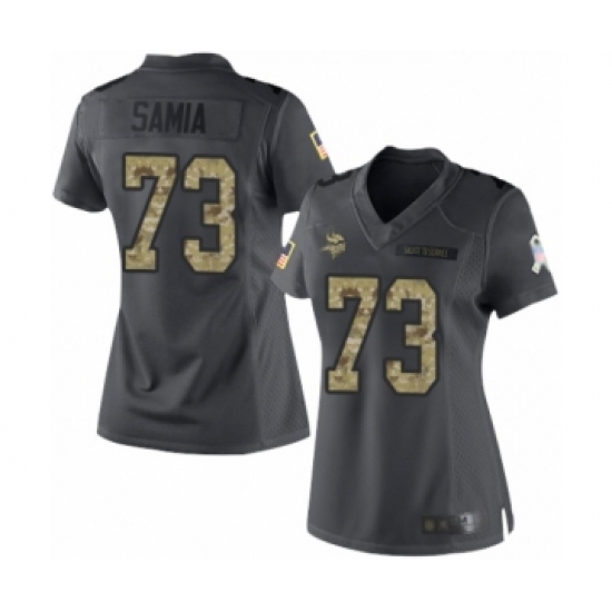 Women's Minnesota Vikings #73 Dru Samia Limited Black 2016 Salute to Service Football Jersey - Ujersey