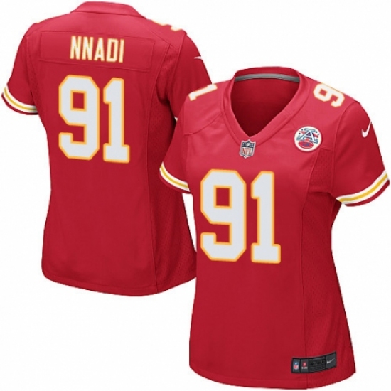Women's Nike Kansas City Chiefs #91 Derrick Nnadi Game Red Team Color NFL Jersey - Ujersey