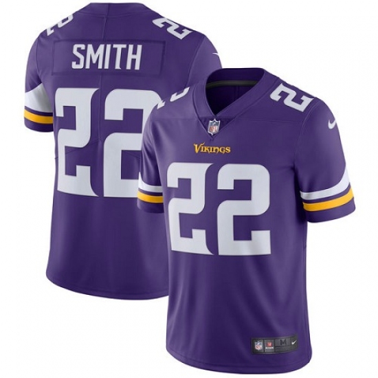 Youth Nike Minnesota Vikings #22 Harrison Smith Purple Team Color Vapor Untouchable Limited Player NFL Jersey - Ujersey